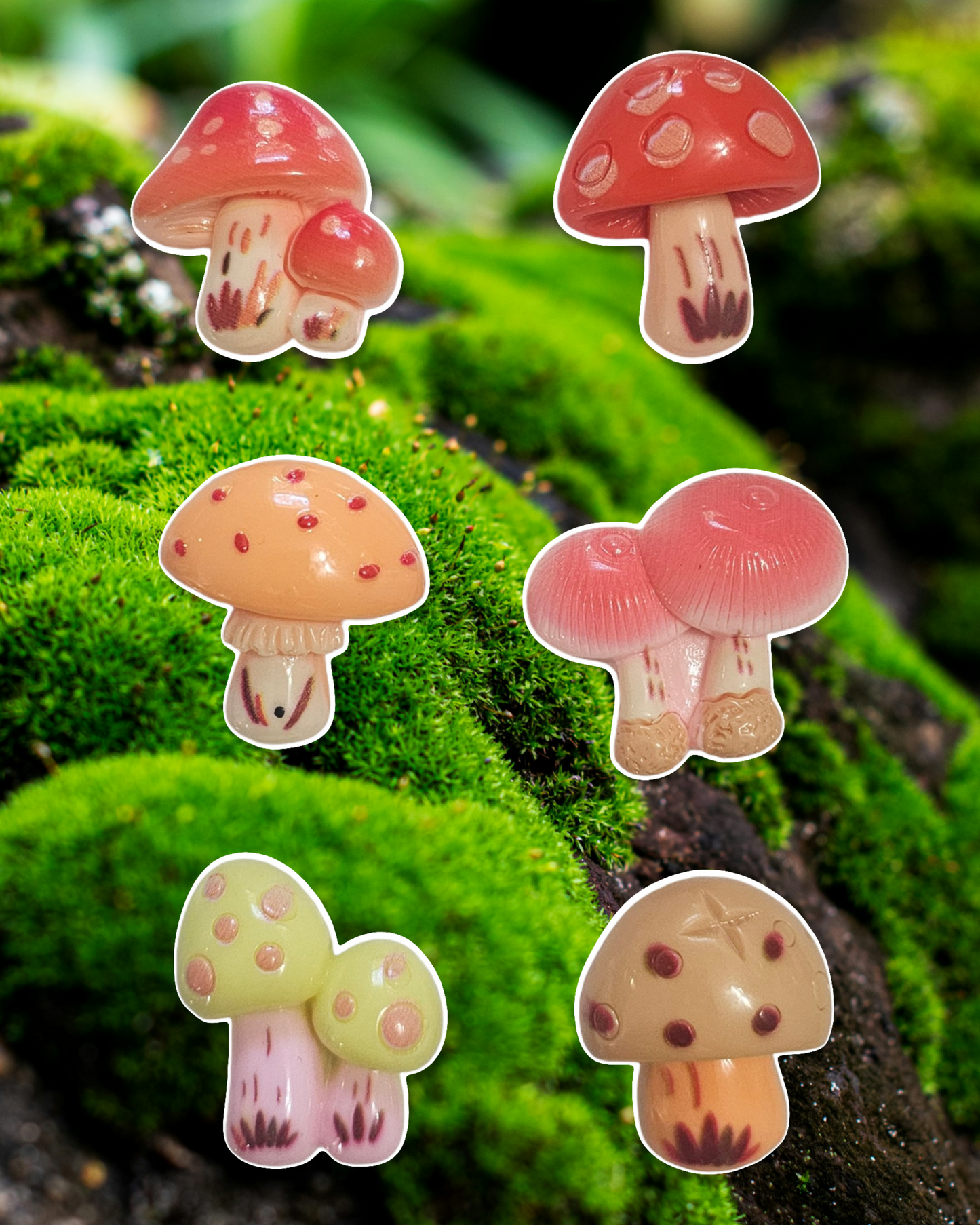 Set of 3 Mushroom Clog Charms