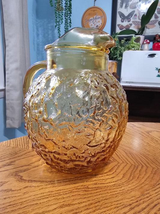 Amber Crinkle Pitcher