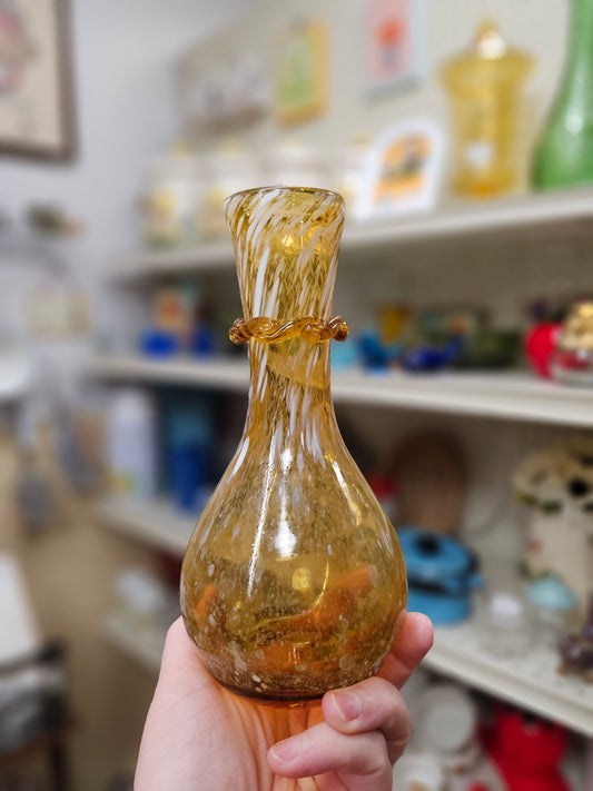 Amber Spatter Bud Vase