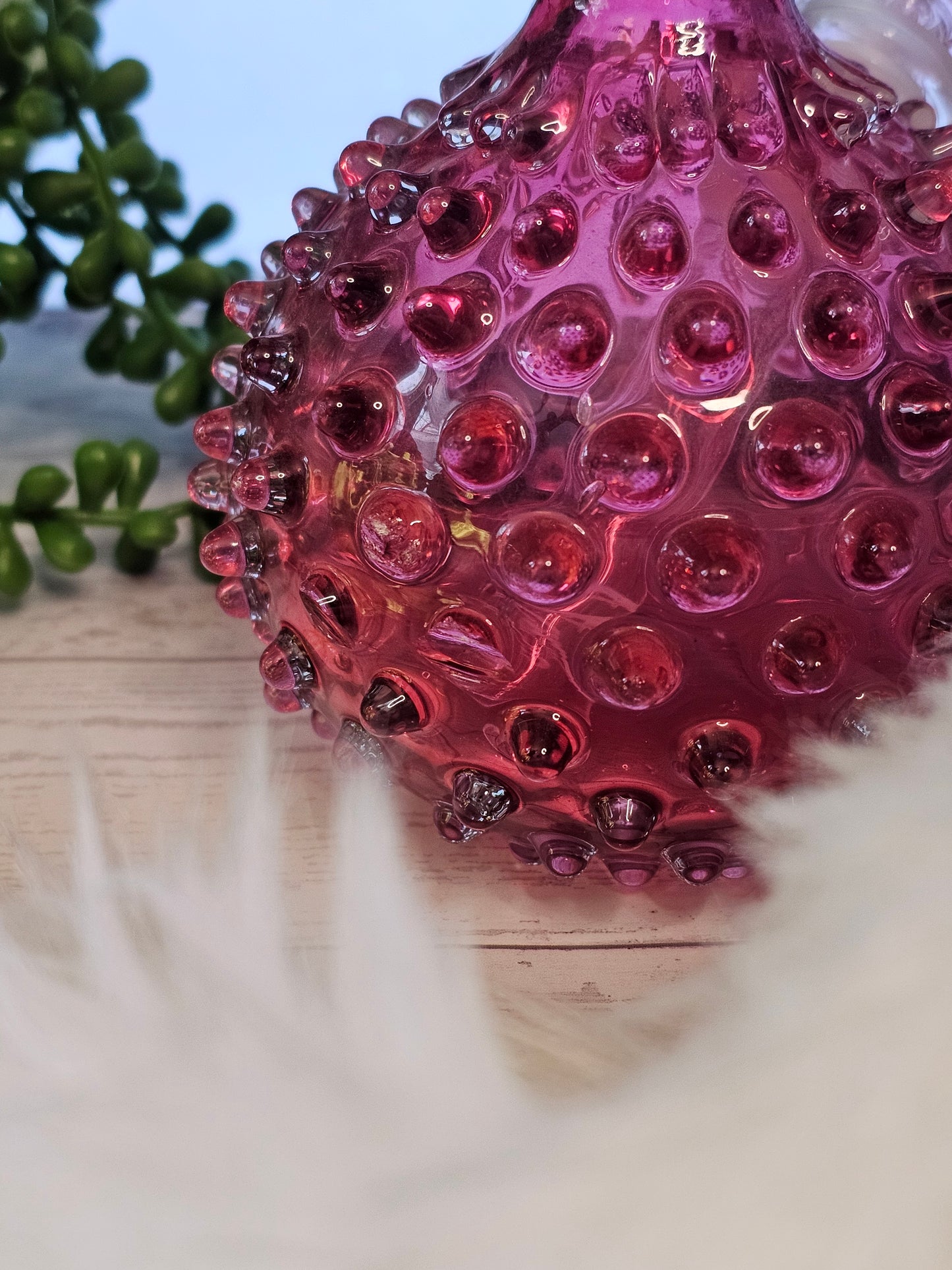 Cranberry Hobnail Barber Bottle