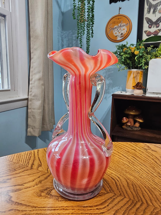 Candy Striped Ruffle Vase