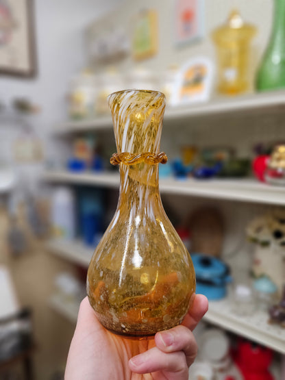 Amber Spatter Bud Vase