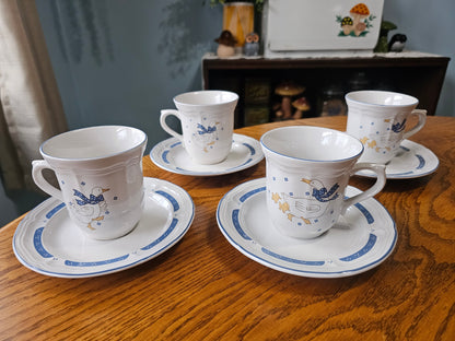 Country Goose Teacups & Saucers