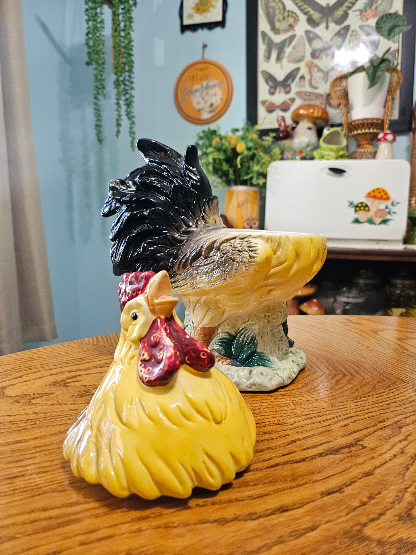 Black & Yellow Rooster Cookie Jar