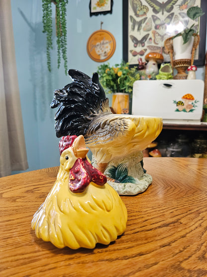 Black & Yellow Rooster Cookie Jar