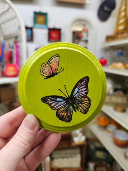 Chartreuse Butterfly Pair Wood Plaque