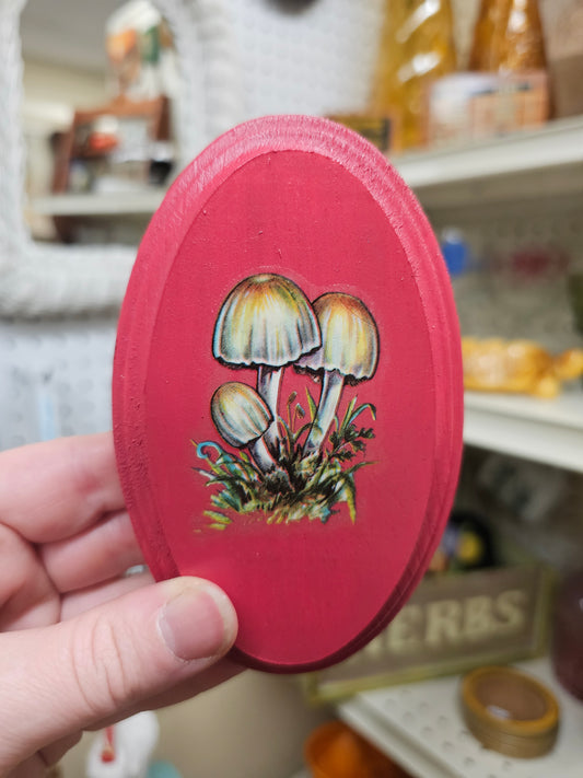 Rose Mushrooms Wood Plaque