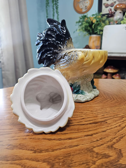 Black & Yellow Rooster Cookie Jar