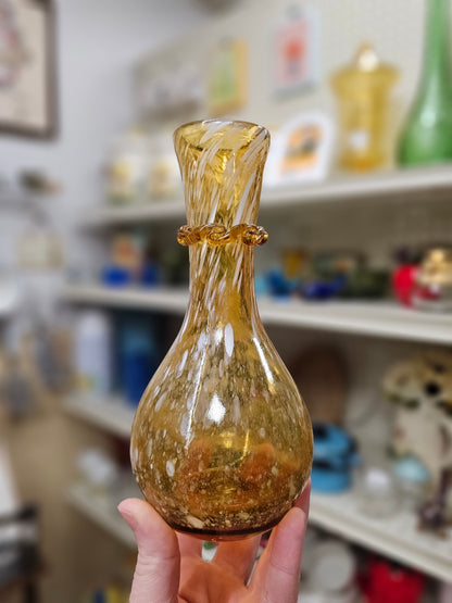 Amber Spatter Bud Vase