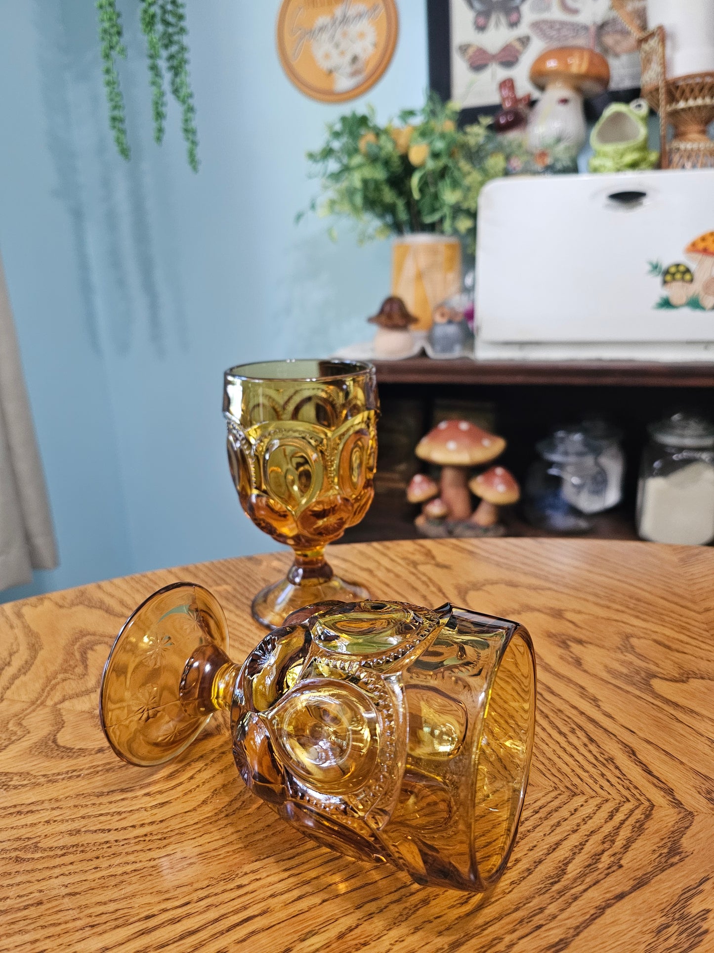 Amber Moon & Stars Water Goblets