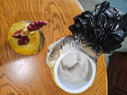 Black & Yellow Rooster Cookie Jar