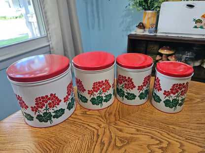 Red Geranium Nesting Canisters