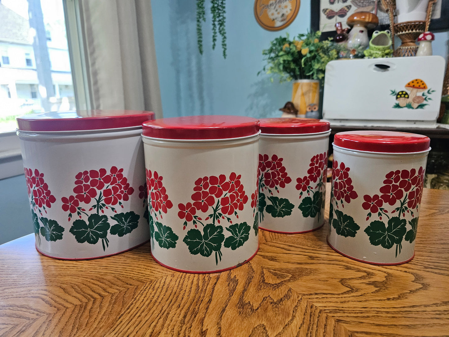 Red Geranium Nesting Canisters