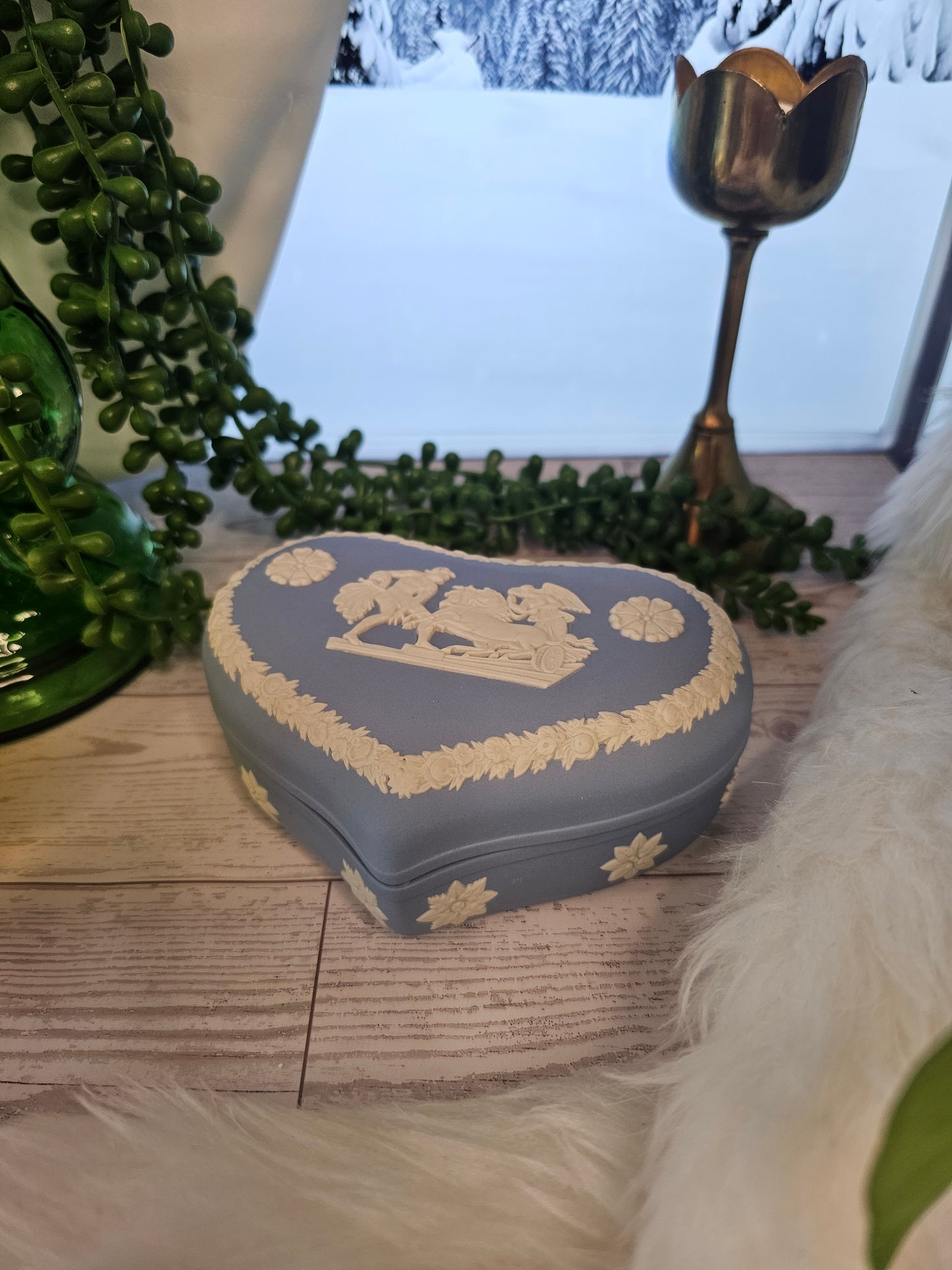 Wedgwood Blue Jasperware Heart Box