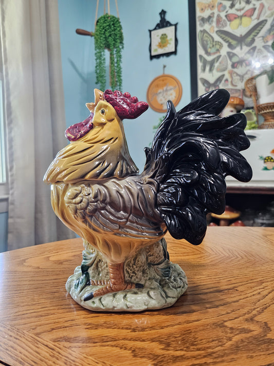 Black & Yellow Rooster Cookie Jar