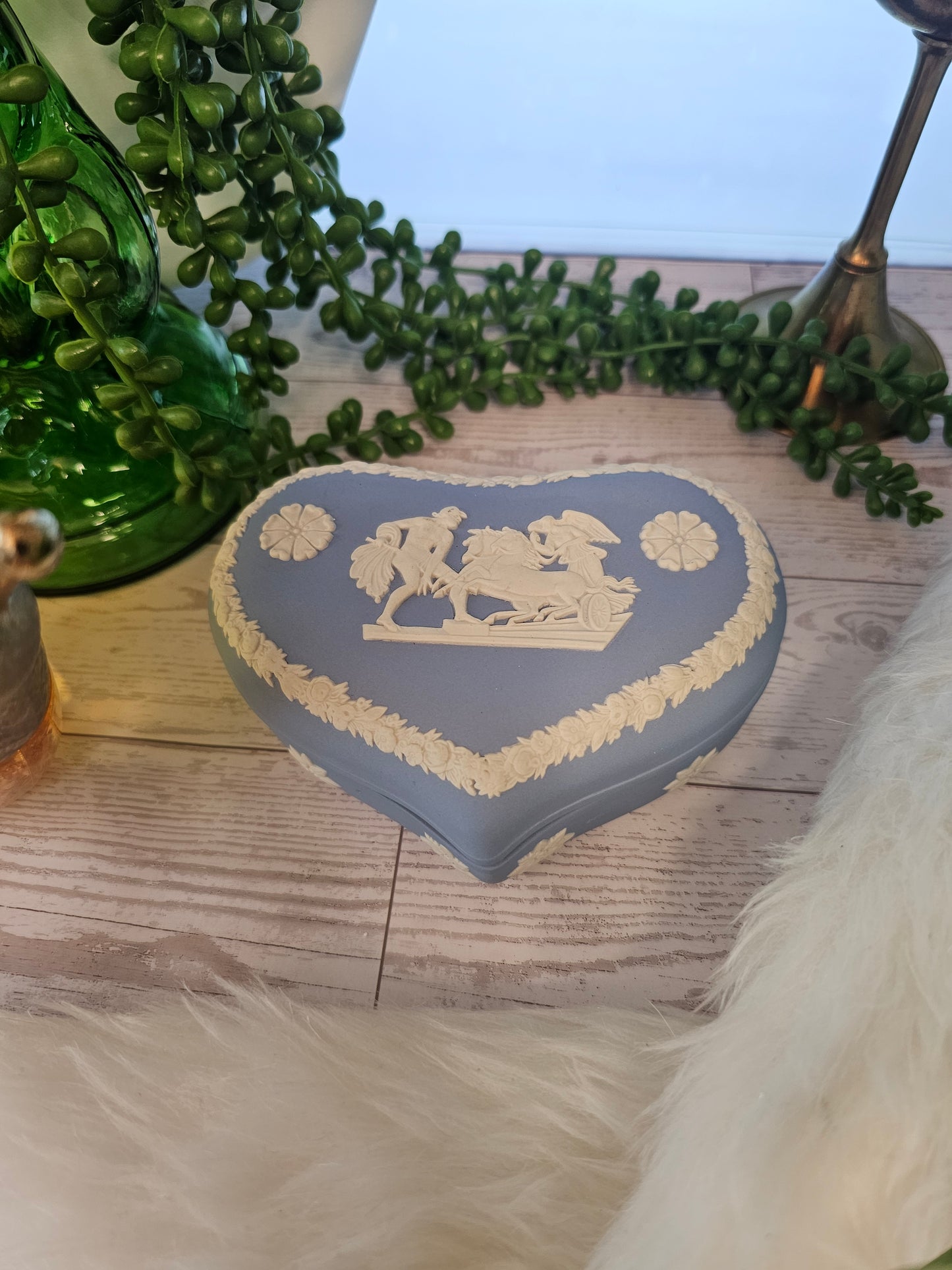 Wedgwood Blue Jasperware Heart Box