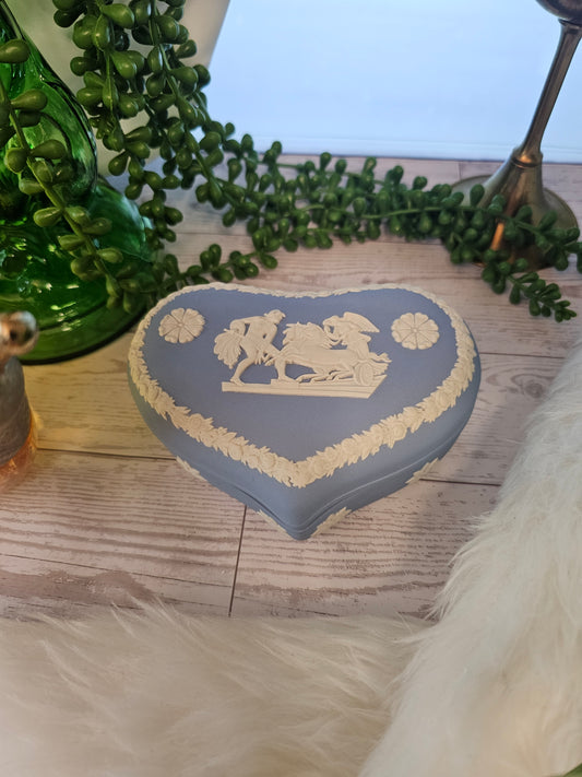 Wedgwood Blue Jasperware Heart Box
