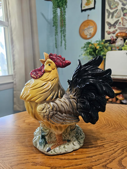 Black & Yellow Rooster Cookie Jar