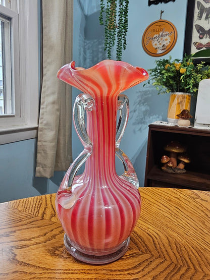 Candy Striped Ruffle Vase