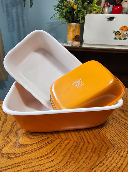 Orange Corelle Baking Dish Set