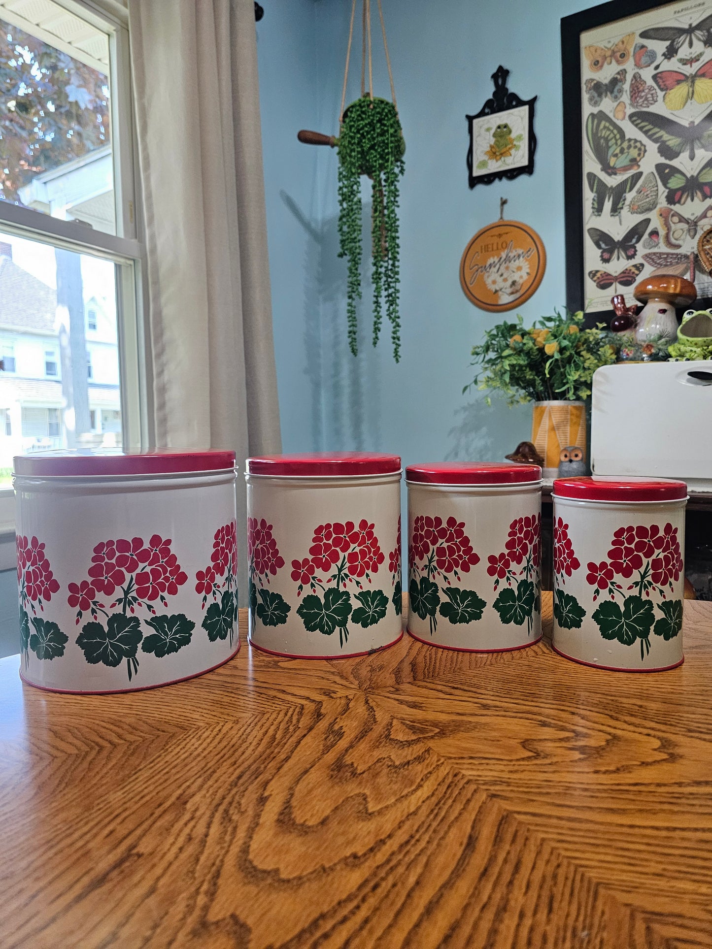 Red Geranium Nesting Canisters