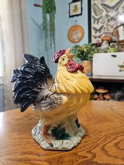 Black & Yellow Rooster Cookie Jar