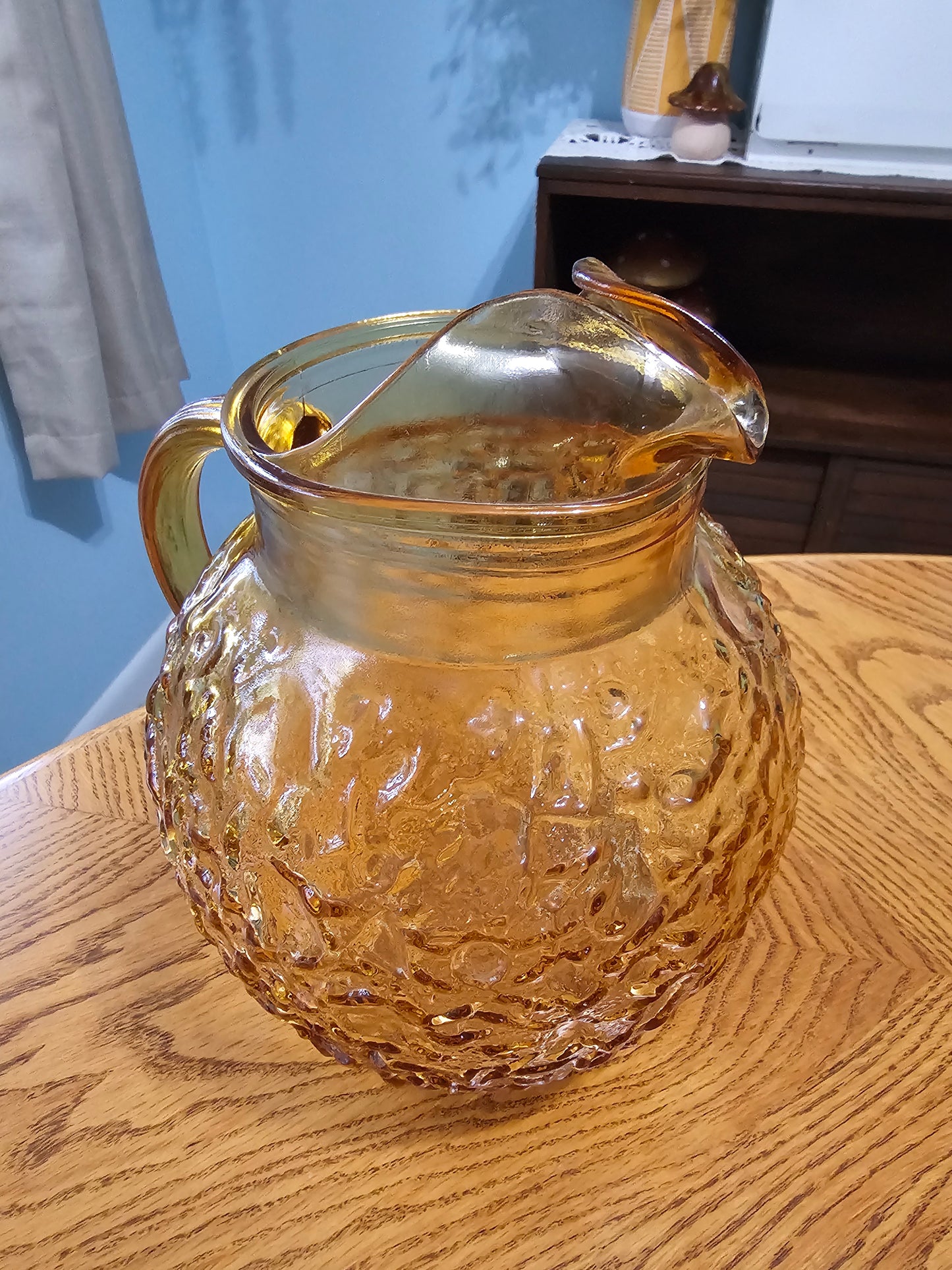 Amber Crinkle Pitcher