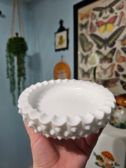 Large Milk Glass Hobnail Ashtray