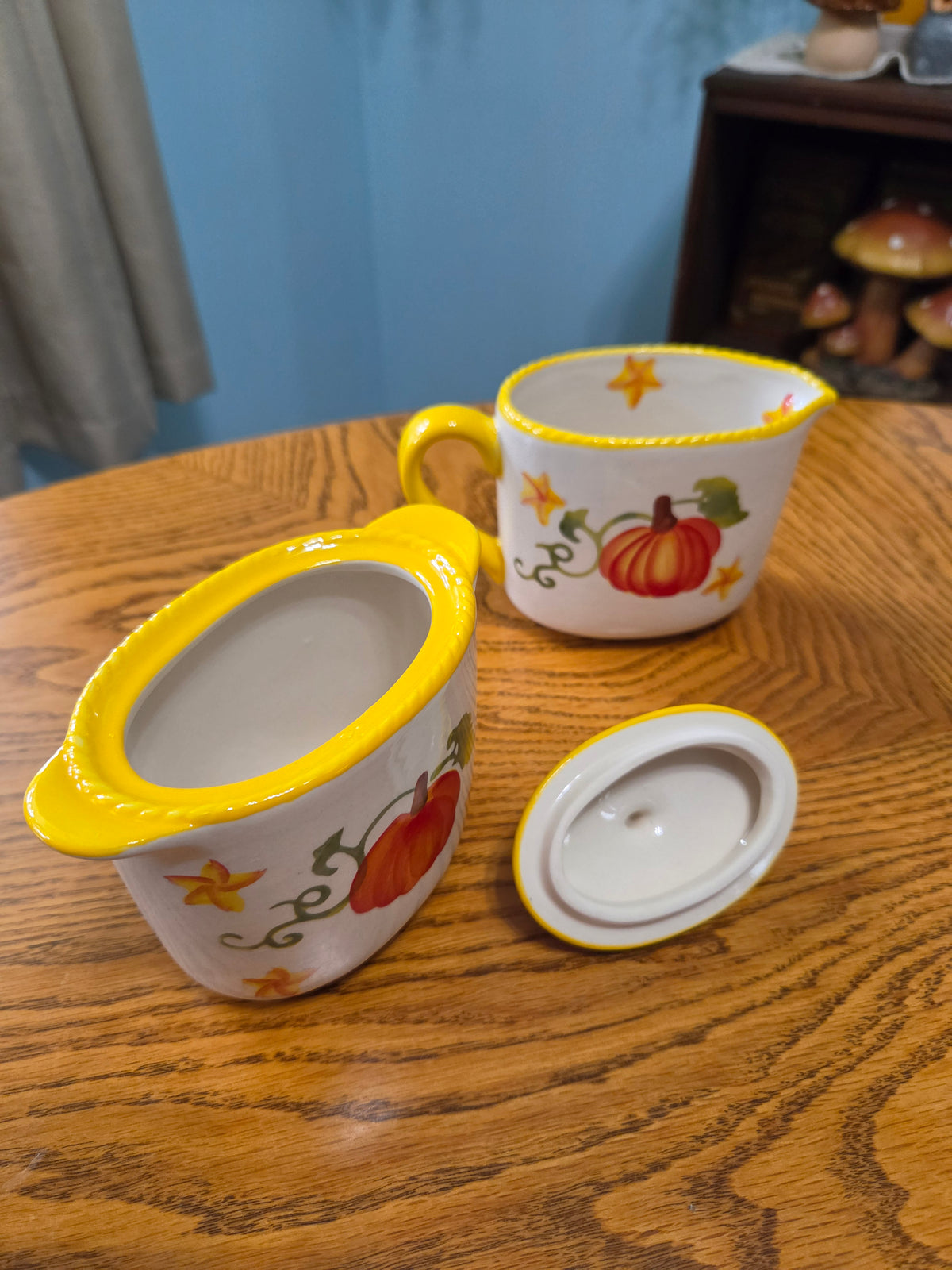 Pumpkin Patch Creamer & Lidded Sugar