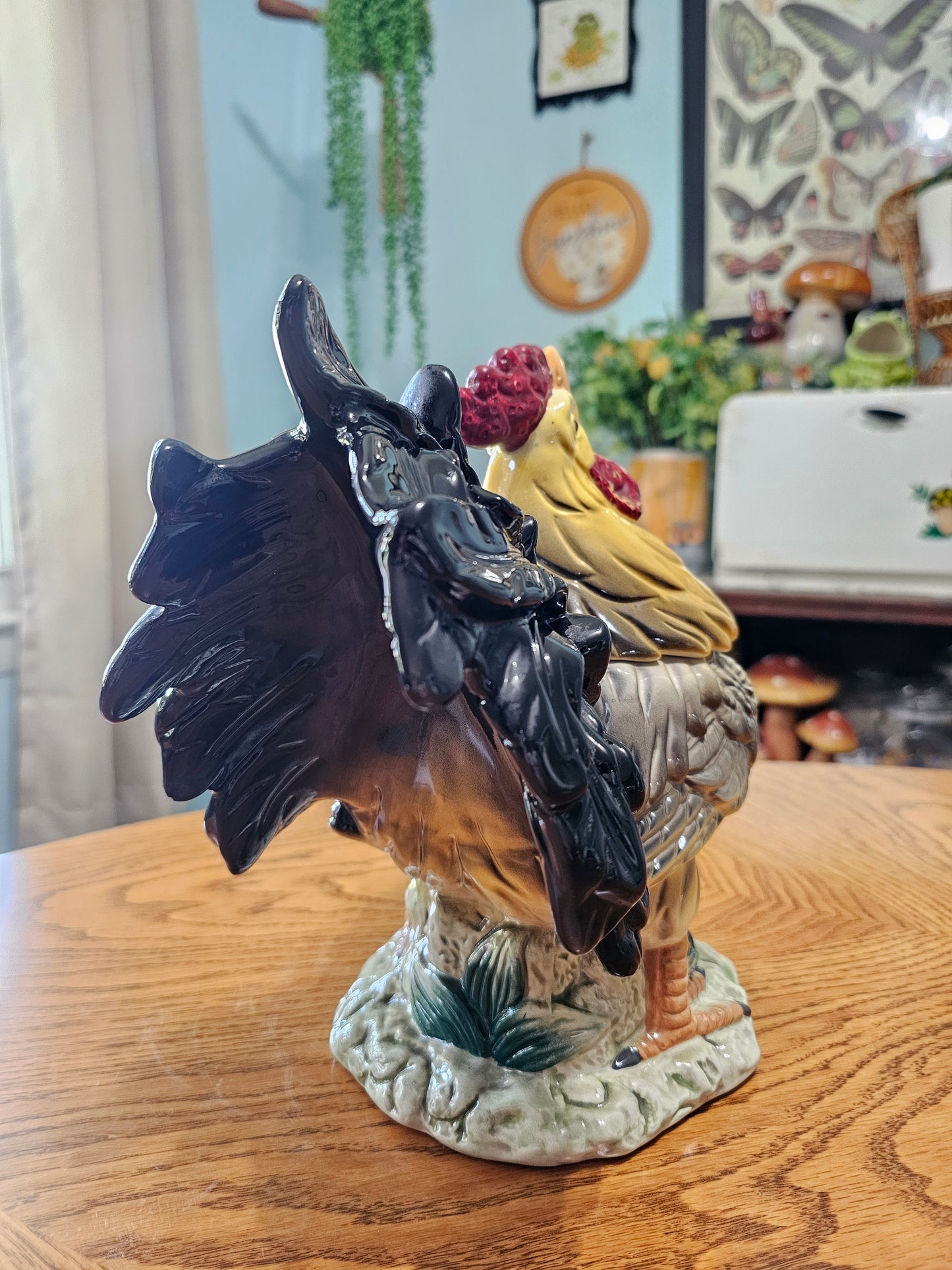 Black & Yellow Rooster Cookie Jar