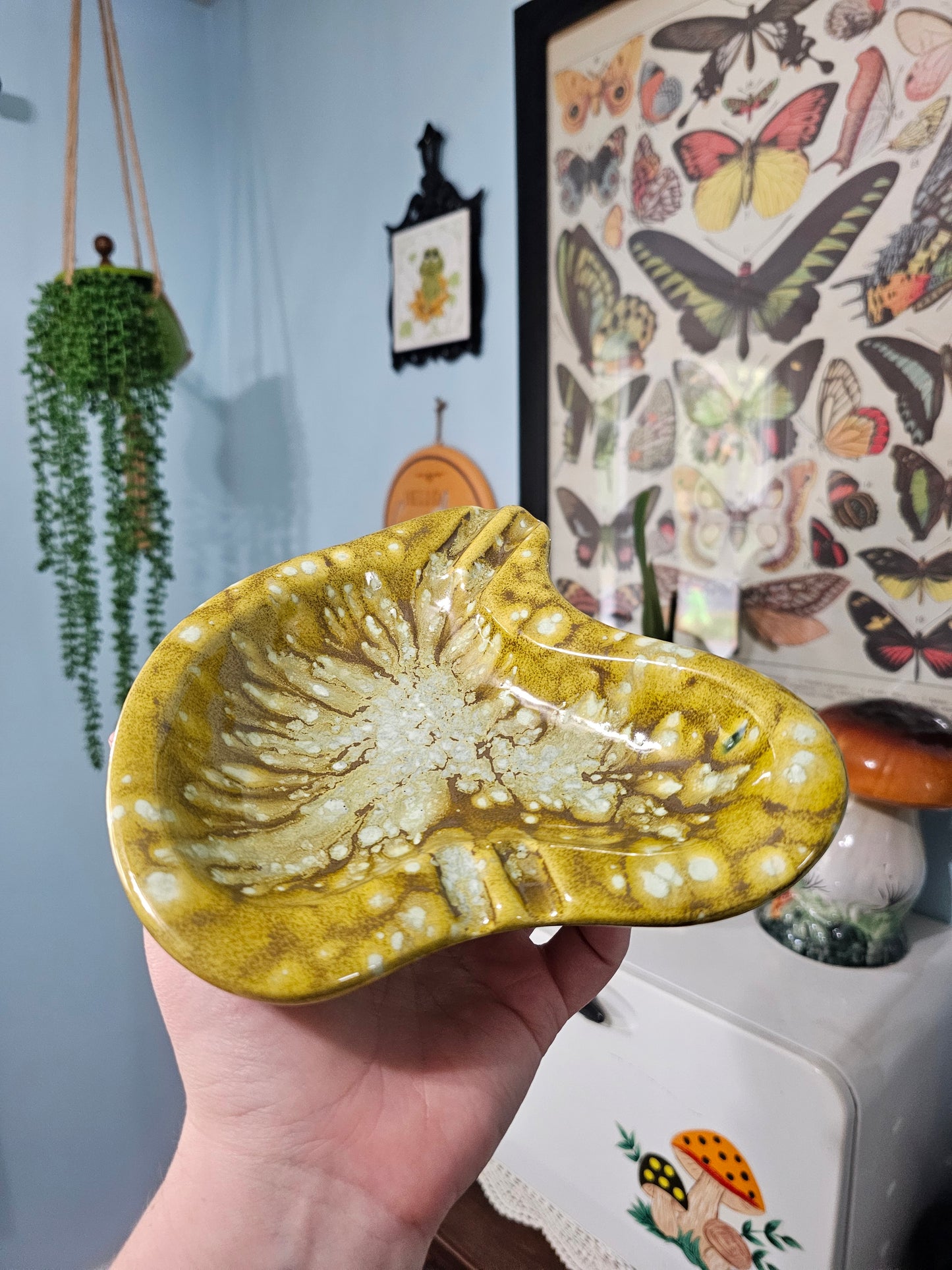 Groovy Chartreuse Drip Glaze Ashtray