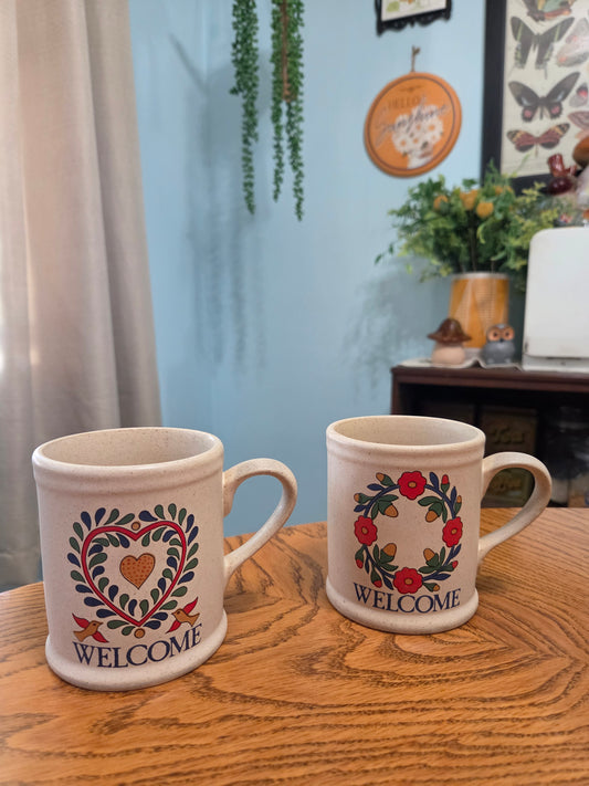 Folk Art Welcome Mugs