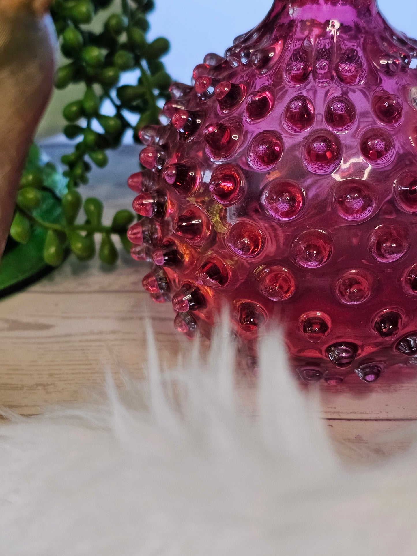 Cranberry Hobnail Barber Bottle