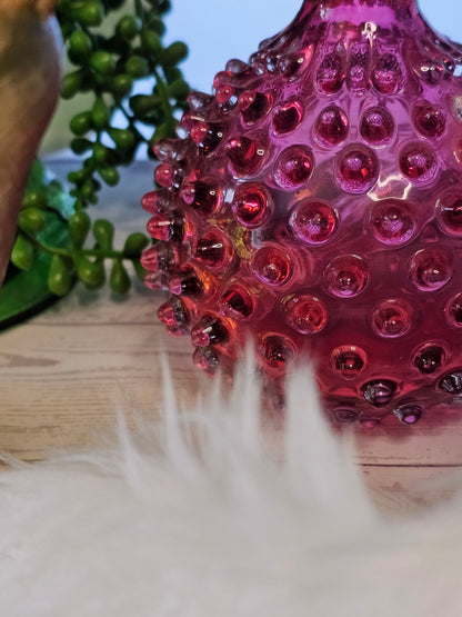 Cranberry Hobnail Barber Bottle