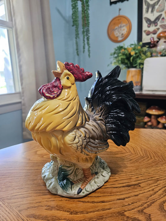 Black & Yellow Rooster Cookie Jar