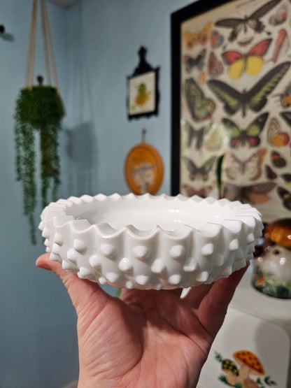 Large Milk Glass Hobnail Ashtray