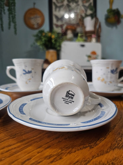 Country Goose Teacups & Saucers