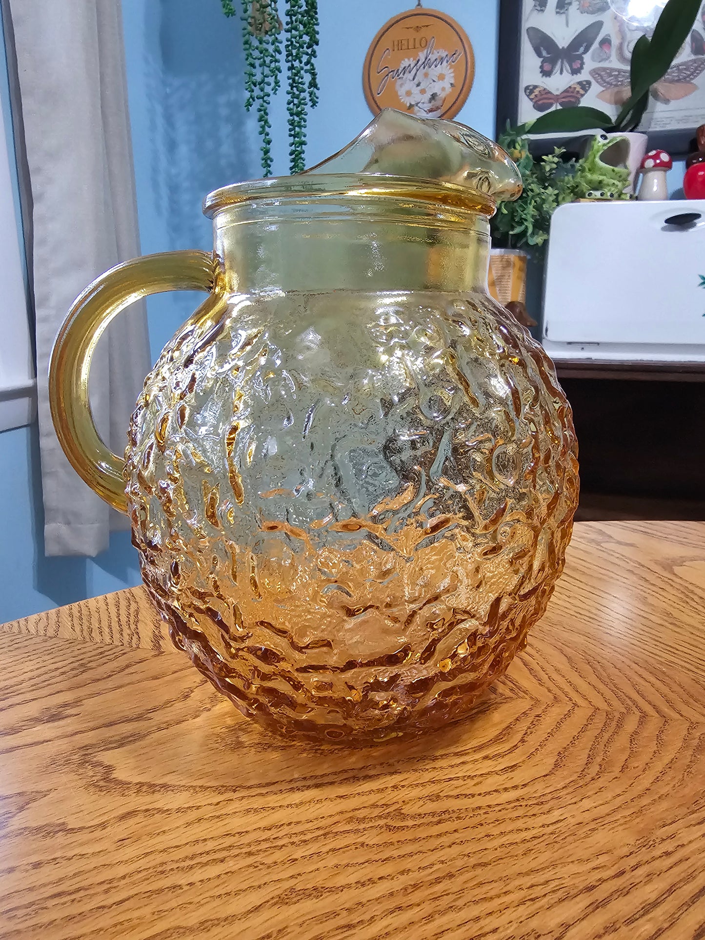 Amber Crinkle Pitcher
