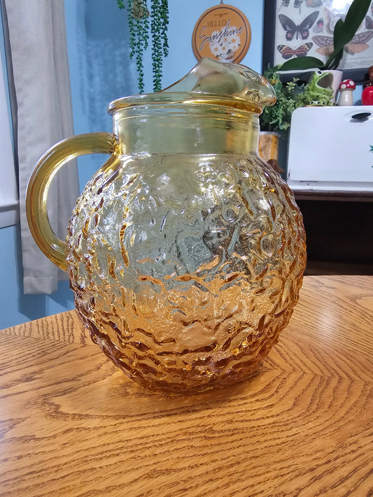 Amber Crinkle Pitcher