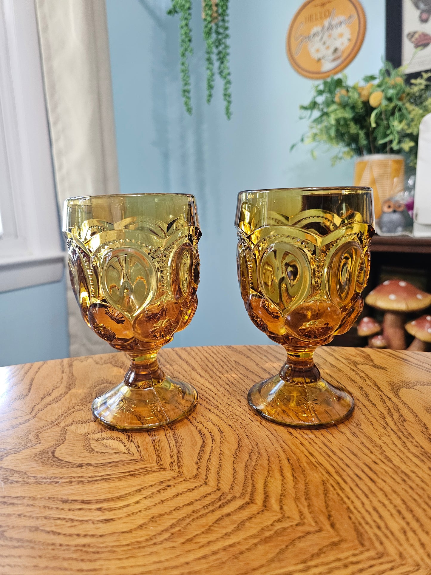 Amber Moon & Stars Water Goblets