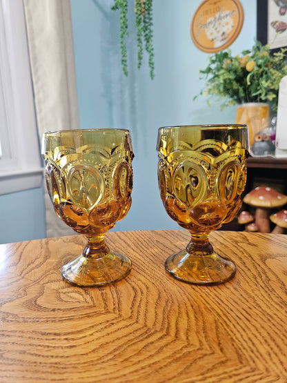 Amber Moon & Stars Water Goblets