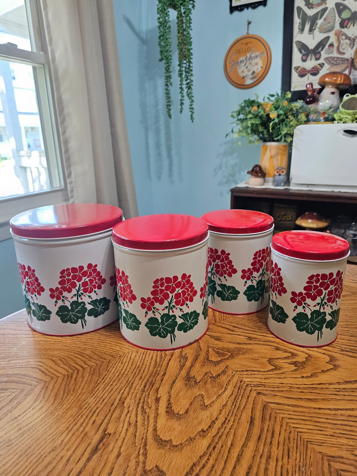 Red Geranium Nesting Canisters