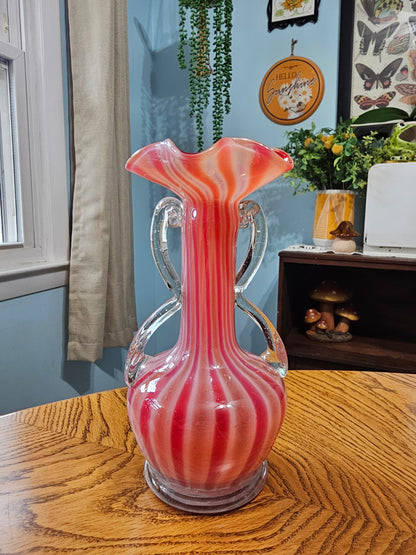 Candy Striped Ruffle Vase